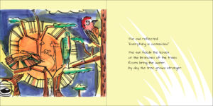 Sample 1 - 8.5x8.5 with illustration on left and text on right.